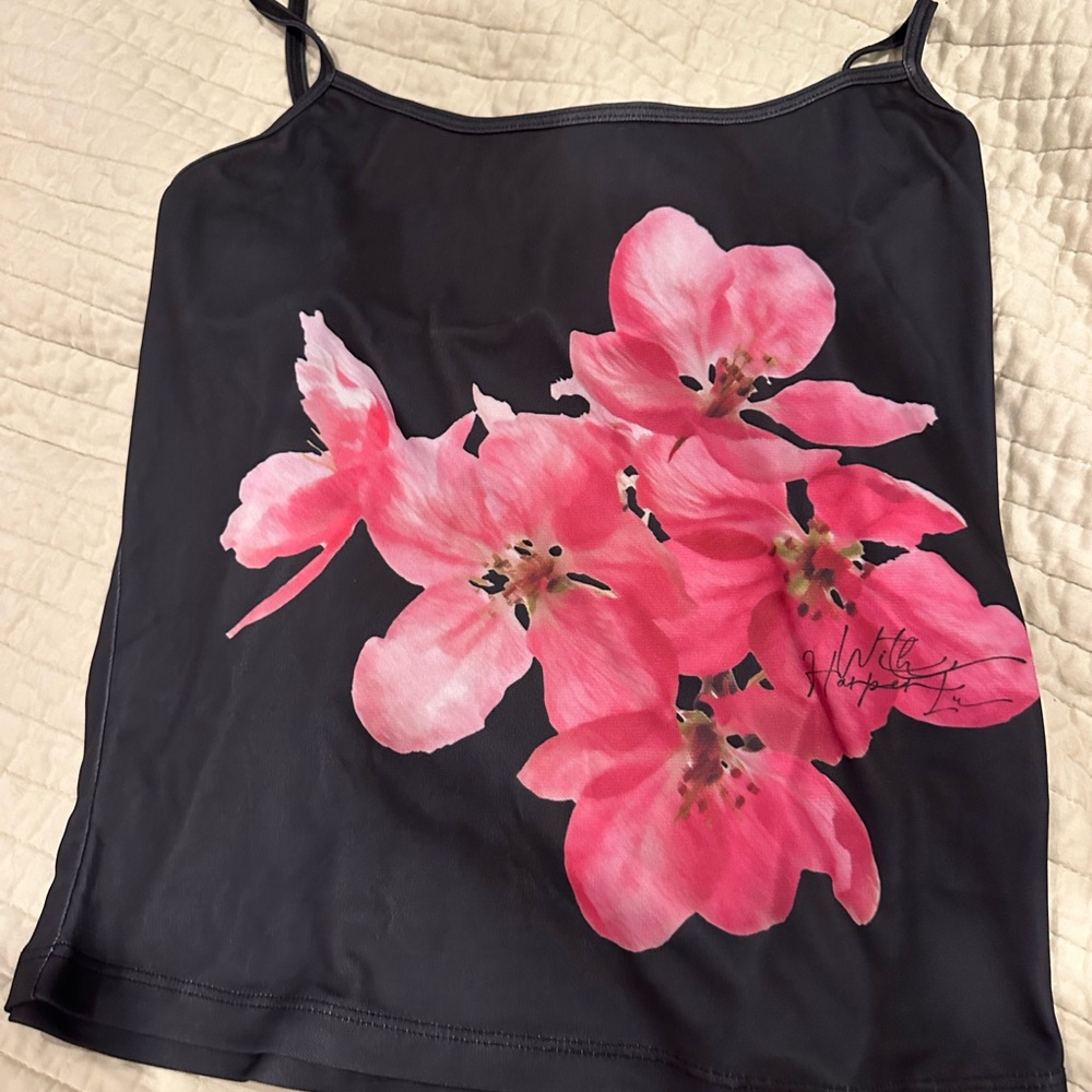 Floral Black and Pink Women's Top